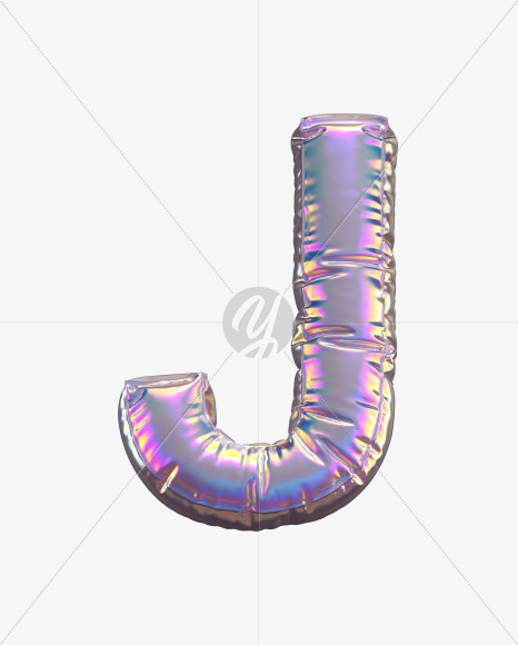 Letter J from Holographic Balloon alphabet on Yellow Images Creative Fonts - S69748