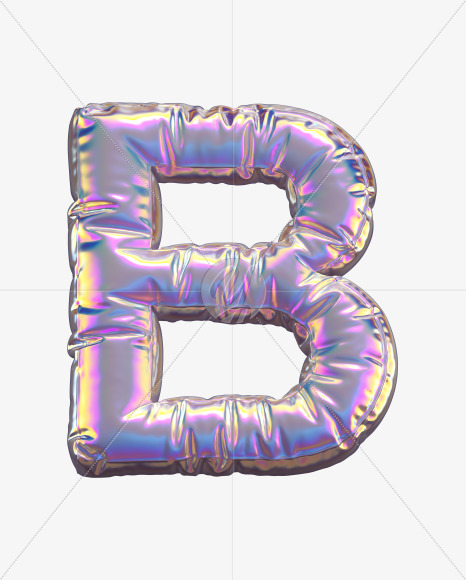 Letter B from Holographic Balloon alphabet on Yellow Images Creative Fonts - S69740