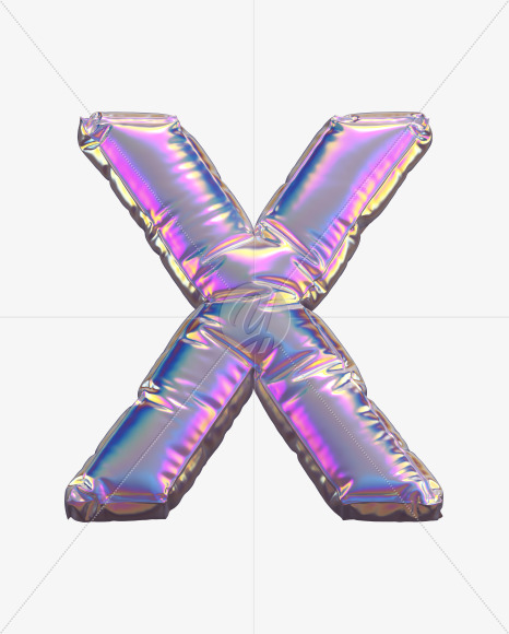 Letter X from Holographic Balloon alphabet on Yellow Images Creative Fonts - S69762