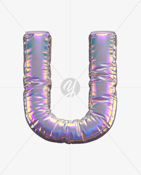 Letter U from Holographic Balloon alphabet on Yellow Images Creative Fonts - S69759