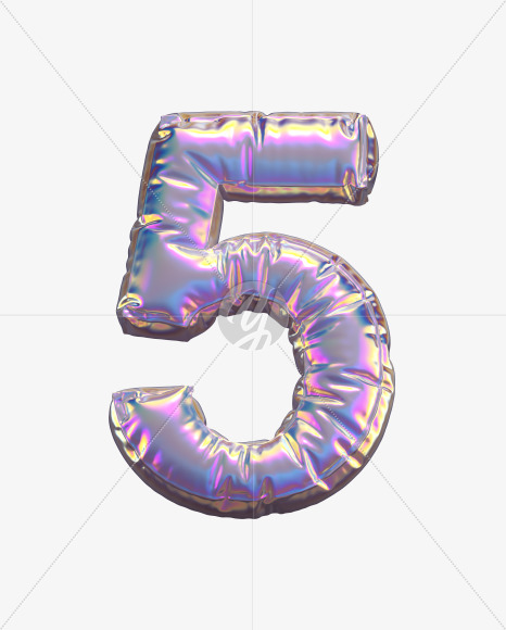 5 from Holographic Balloon alphabet on Yellow Images Creative Fonts - S69770