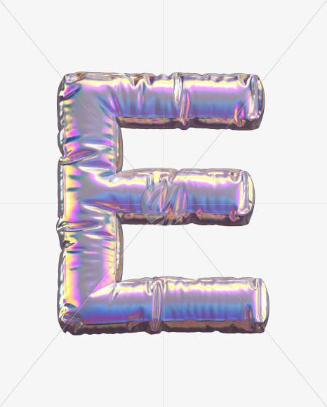 Letter E from Holographic Balloon alphabet on Yellow Images Creative Fonts - S69743