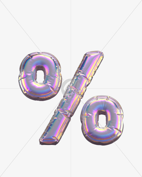 percent from Holographic Balloon alphabet on Yellow Images Creative Fonts - S69778