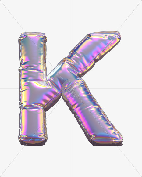 Letter K from Holographic Balloon alphabet on Yellow Images Creative Fonts - S69749