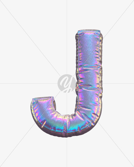 Letter J from Holographic Glitter alphabet on Yellow Images Creative Fonts - S69878