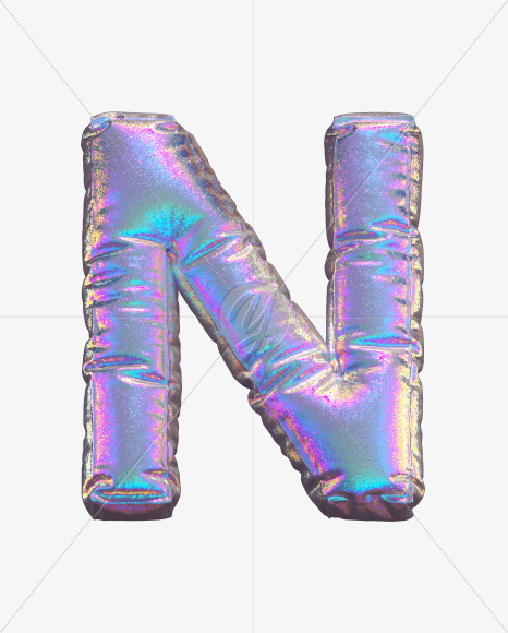 Letter N from Holographic Glitter alphabet on Yellow Images Creative Fonts - S69882