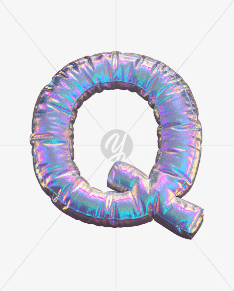 Letter Q from Holographic Glitter alphabet on Yellow Images Creative Fonts - S69885