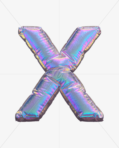 Letter X from Holographic Glitter alphabet on Yellow Images Creative Fonts - S69892