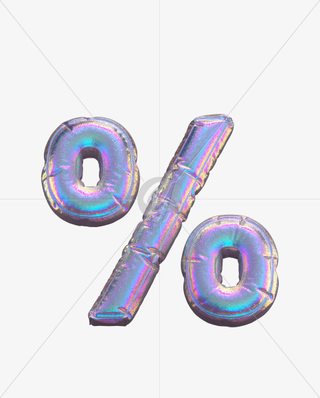 Percent from Holographic Glitter alphabet on Yellow Images Creative Fonts - S69908