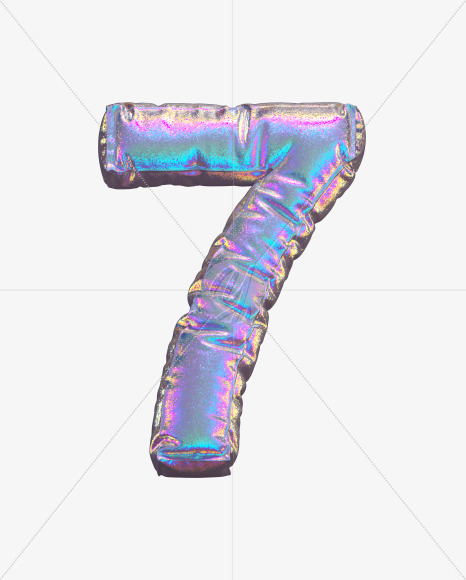 7 from Holographic Glitter alphabet on Yellow Images Creative Fonts - S69902