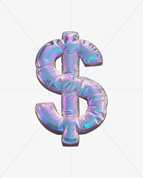 Dollar from Holographic Glitter alphabet on Yellow Images Creative Fonts - S69910