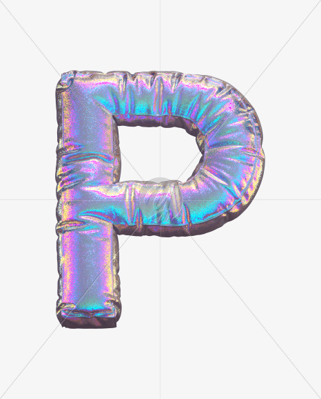 Letter P from Holographic Glitter alphabet on Yellow Images Creative Fonts - S69884