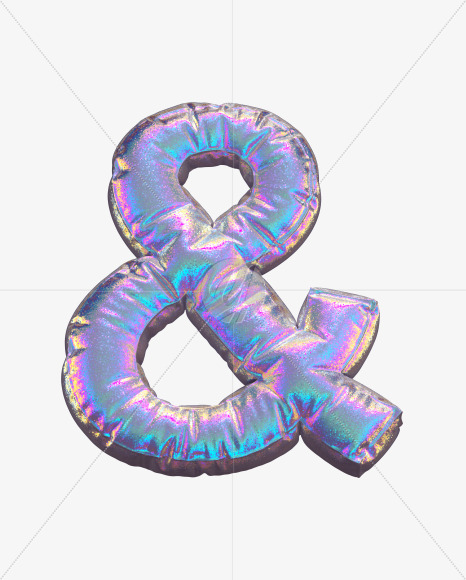 Ampersand from Holographic Glitter alphabet on Yellow Images Creative Fonts - S69909