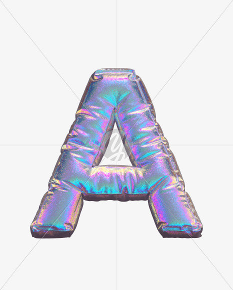 Letter A from Holographic Glitter alphabet on Yellow Images Creative Fonts - S69869