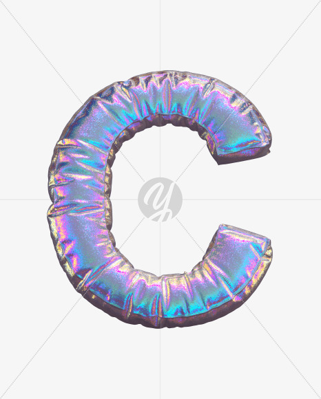 Letter C from Holographic Glitter alphabet on Yellow Images Creative Fonts - S69871