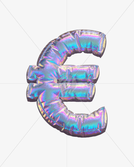 Euro from Holographic Glitter alphabet on Yellow Images Creative Fonts - S69911