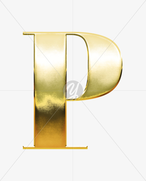 P_Uppercase from Gold Font on Yellow Images Creative Fonts - S69938