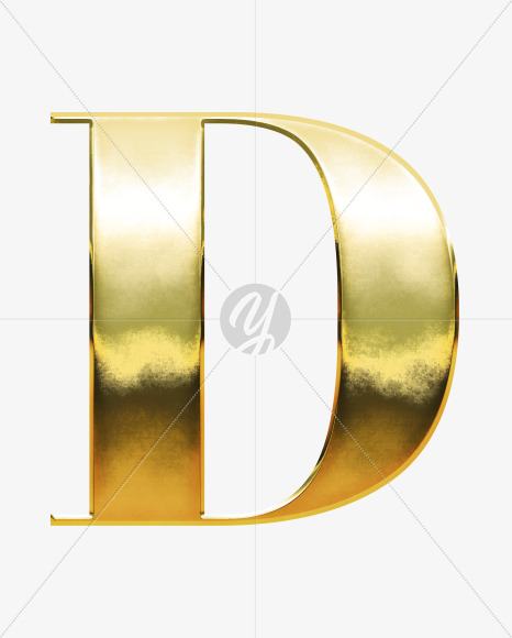 D_Uppercase from Gold Font on Yellow Images Creative Fonts - S69926