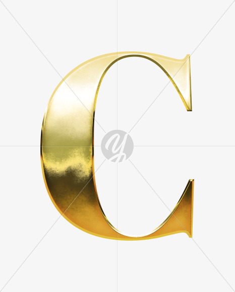 C_Uppercase from Gold Font on Yellow Images Creative Fonts - S69925