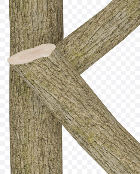 Letter K from Wooden Logs Alphabet on Yellow Images Creative Fonts - S70370