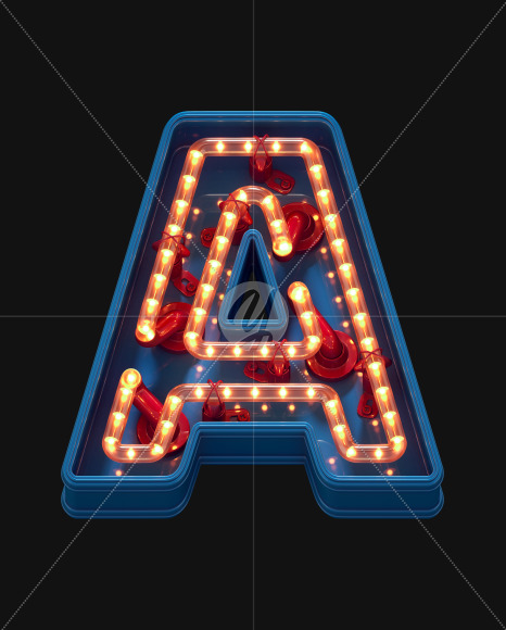 Letter A from LED Dots alphabet on Yellow Images Creative Fonts - S70429