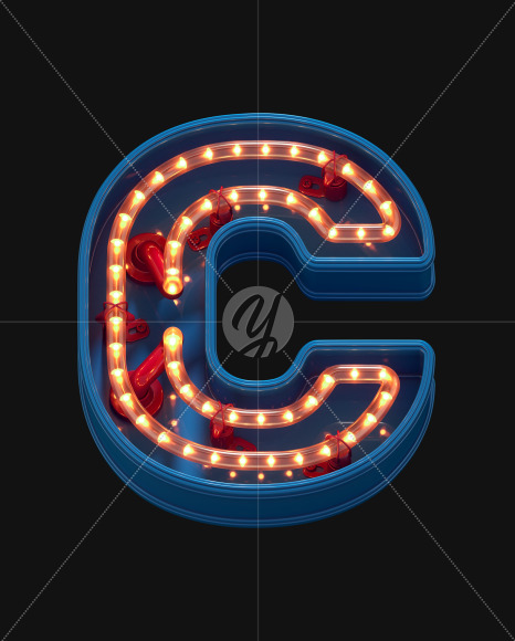 Letter C from LED Dots alphabet on Yellow Images Creative Fonts - S70431