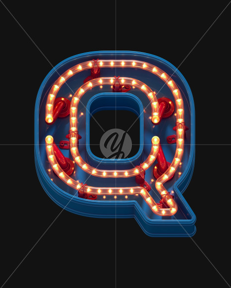 Letter Q from LED Dots alphabet on Yellow Images Creative Fonts - S70445