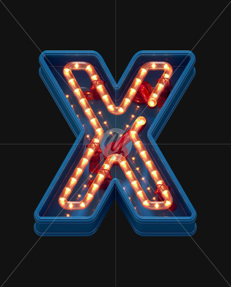 Letter X from LED Dots alphabet on Yellow Images Creative Fonts - S70453