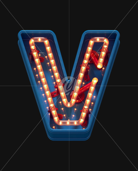 Letter V from LED Dots alphabet on Yellow Images Creative Fonts - S70451