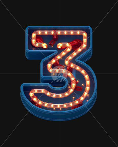 3 from LED Dots alphabet on Yellow Images Creative Fonts - S70458