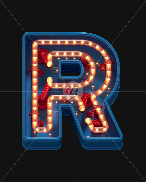 Letter R from LED Dots alphabet on Yellow Images Creative Fonts - S70446