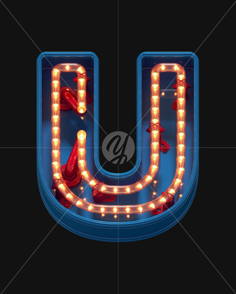 Letter U from LED Dots alphabet on Yellow Images Creative Fonts - S70450