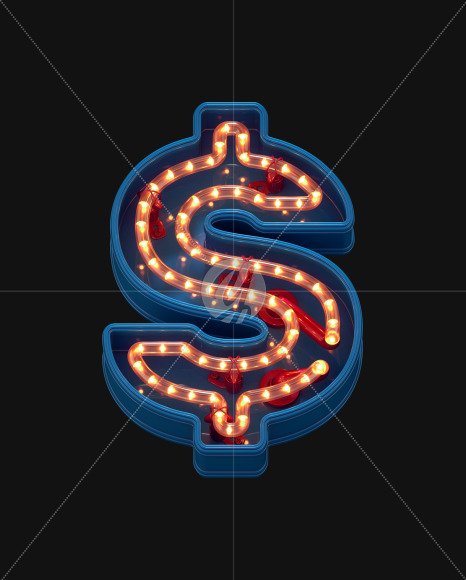 Dollar from LED Dots alphabet on Yellow Images Creative Fonts - S70468