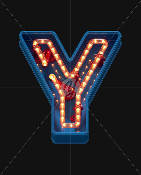 Letter Y from LED Dots alphabet on Yellow Images Creative Fonts - S70454