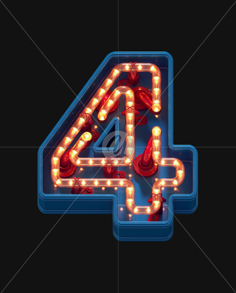 4 from LED Dots alphabet on Yellow Images Creative Fonts - S70459