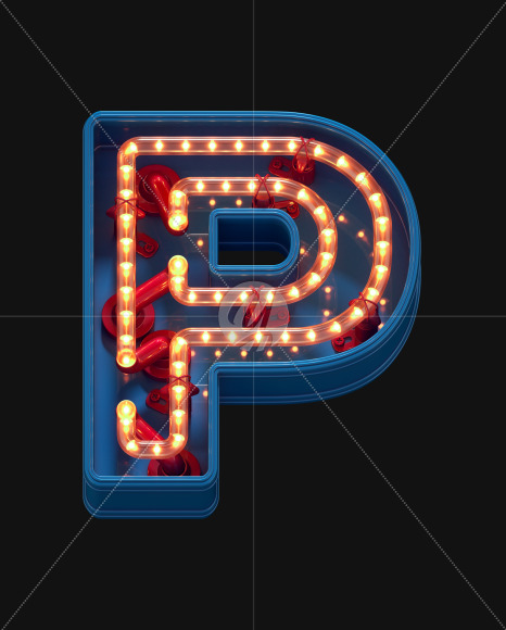 Letter P from LED Dots alphabet on Yellow Images Creative Fonts - S70444