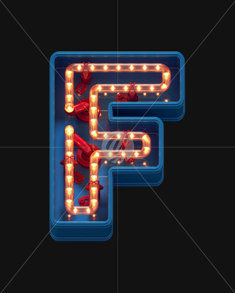 Letter F from LED Dots alphabet on Yellow Images Creative Fonts - S70434