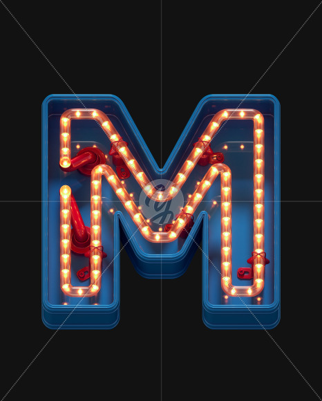 Letter M from LED Dots alphabet on Yellow Images Creative Fonts - S70441