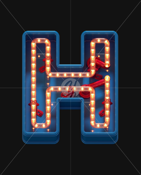 Letter H from LED Dots alphabet on Yellow Images Creative Fonts - S70436