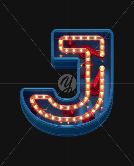 Letter J from LED Dots alphabet on Yellow Images Creative Fonts - S70438