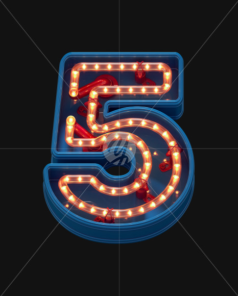 5 from LED Dots alphabet on Yellow Images Creative Fonts - S70460