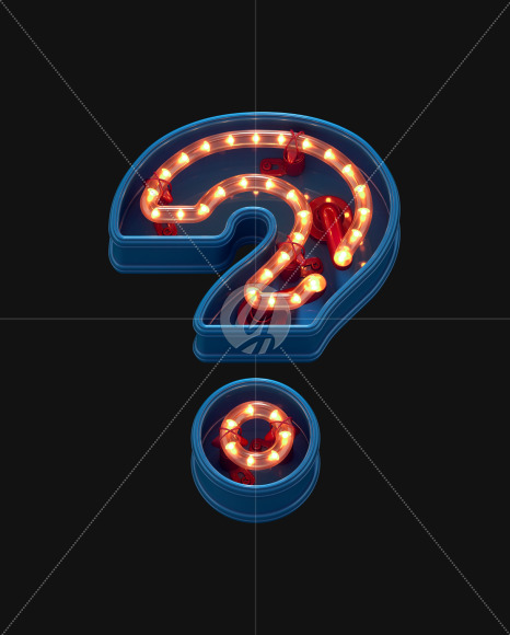 Question mark from LED Dots alphabet on Yellow Images Creative Fonts - S70465