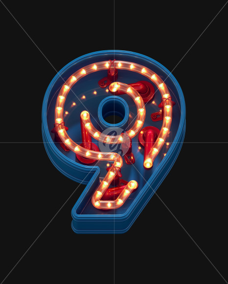 9 from LED Dots alphabet on Yellow Images Creative Fonts - S70464