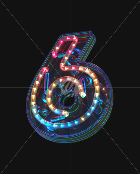 6 from LED alphabet on Yellow Images Creative Fonts - S70503