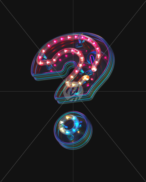 Question mark from LED alphabet on Yellow Images Creative Fonts - S70510