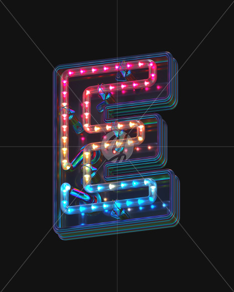 Letter E from LED alphabet on Yellow Images Creative Fonts - S70475