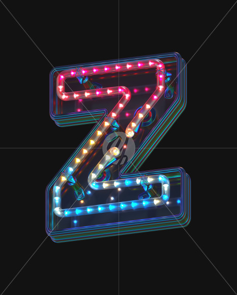 Letter Z from LED alphabet on Yellow Images Creative Fonts - S70490