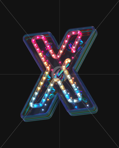 Letter X from LED alphabet on Yellow Images Creative Fonts - S70495