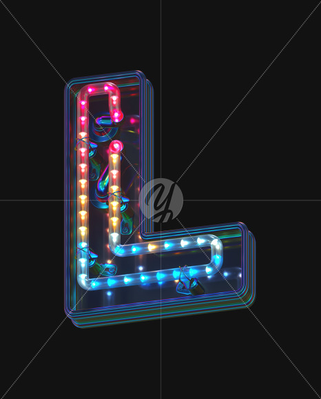 Letter L from LED alphabet on Yellow Images Creative Fonts - S70482