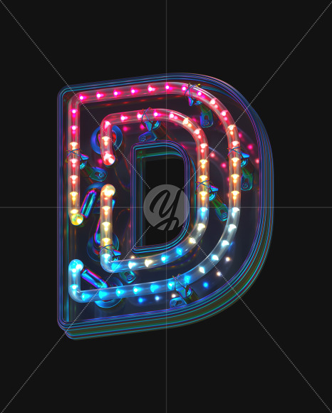 Letter D from LED alphabet on Yellow Images Creative Fonts - S70474